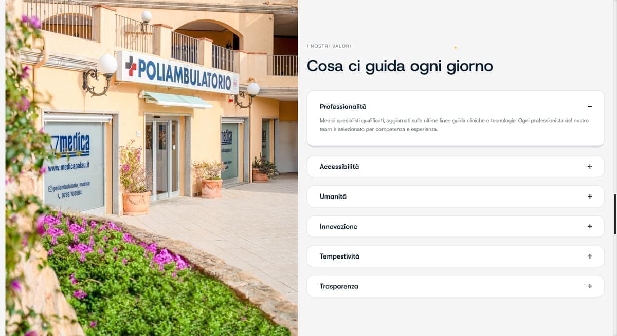 L'esterno del Poliambulatorio Medica Palau in Gallura